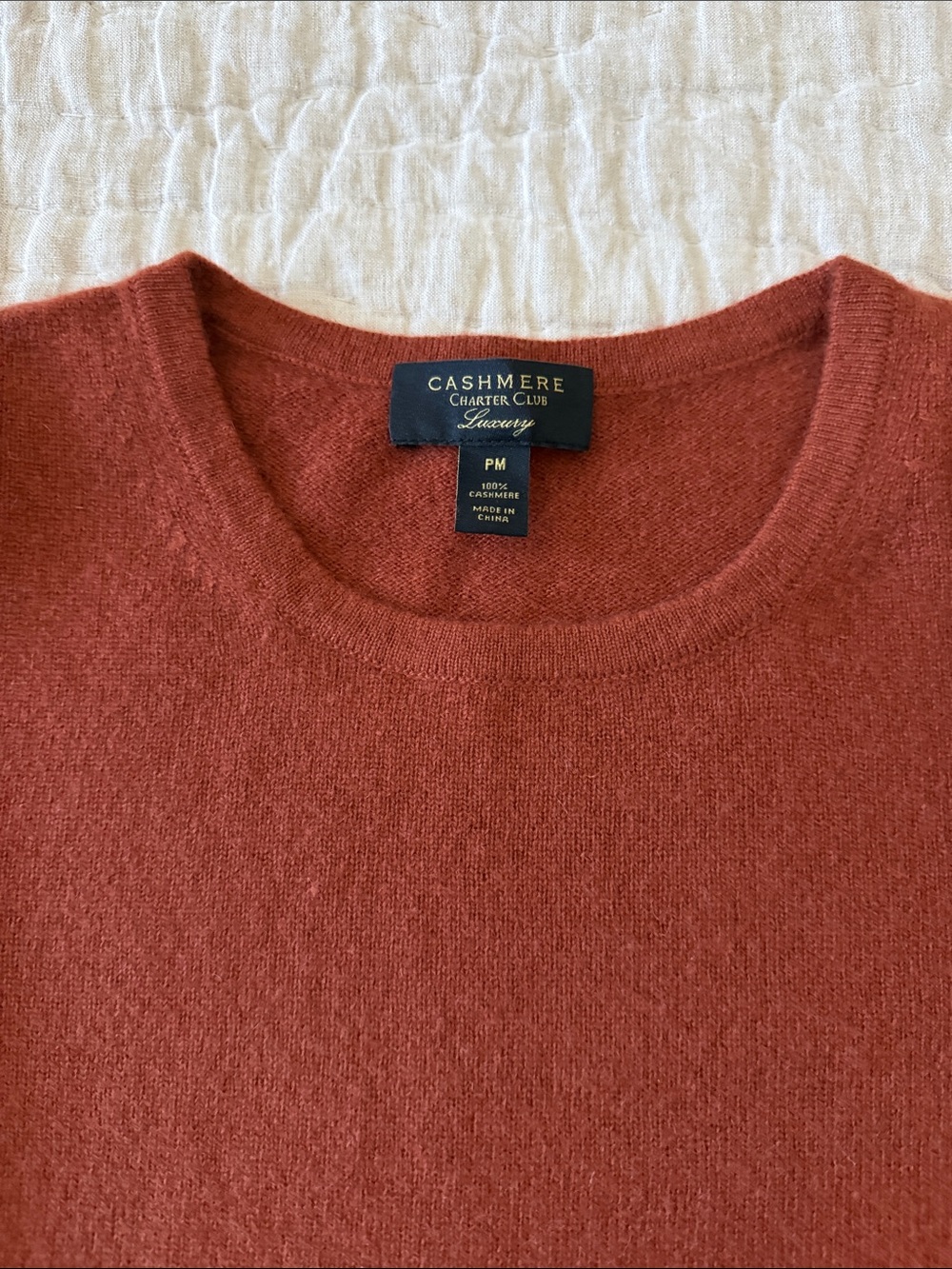 Charter Club Cashmere Crewneck Sweater - Rusty Brick